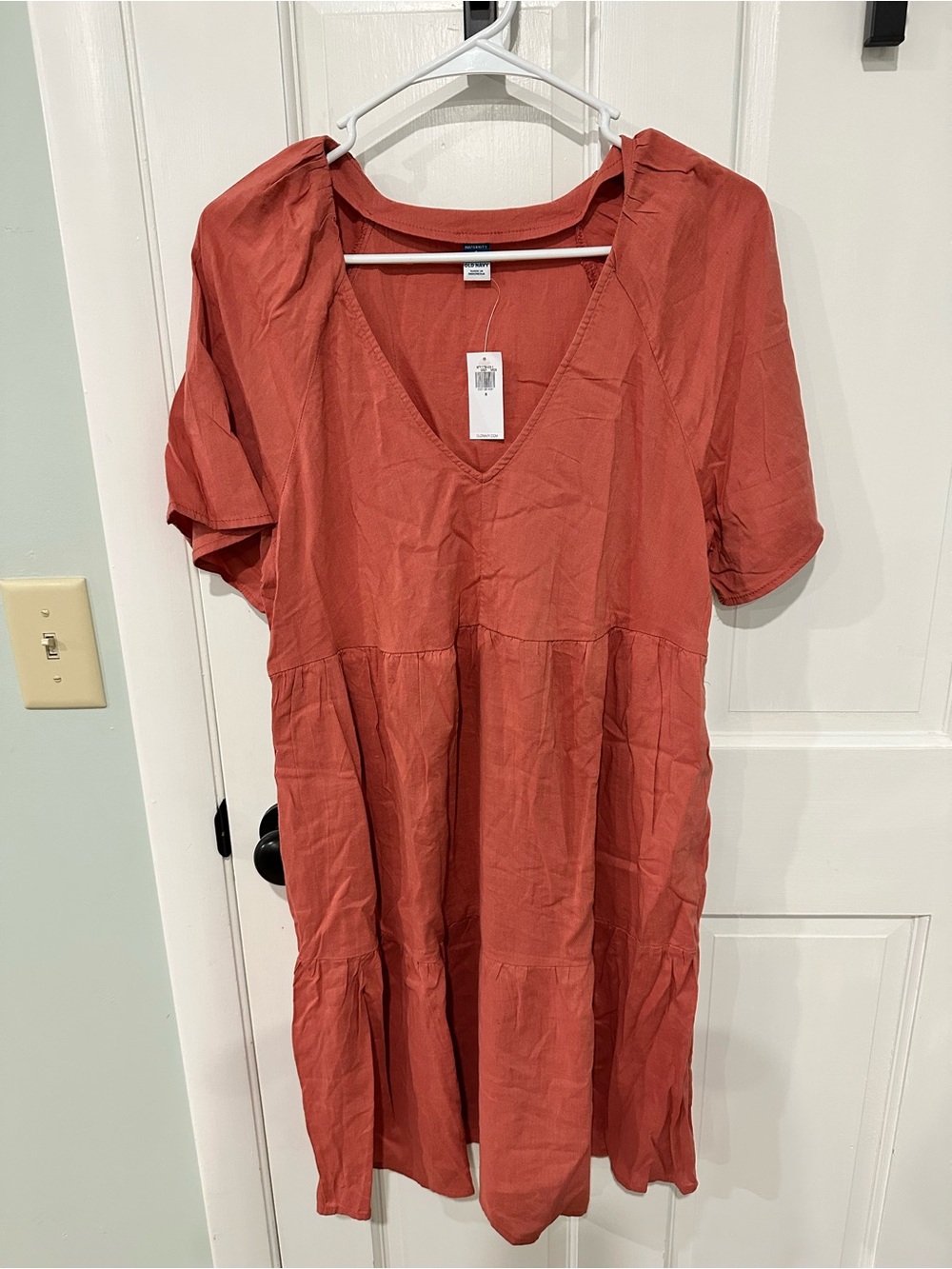 Old Navy Coral Maternity Linen Dress